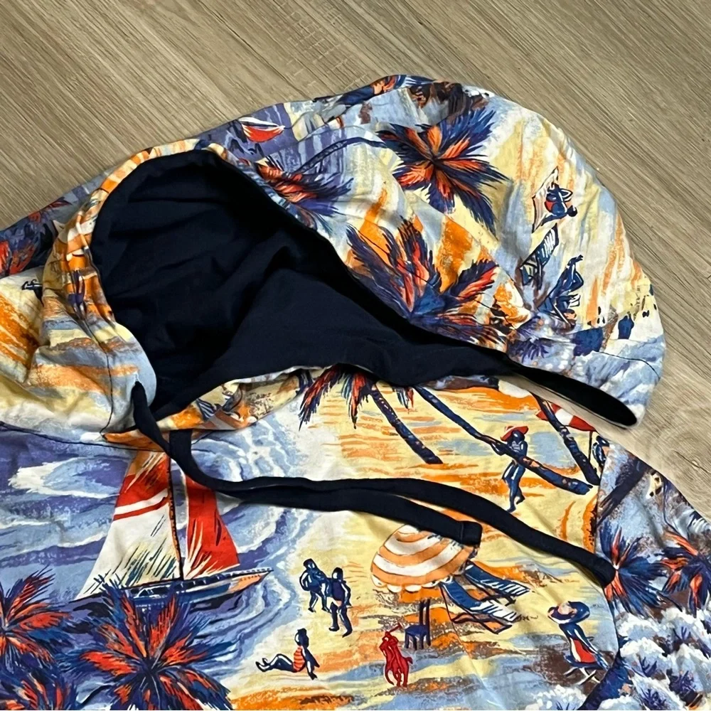 Men’s Polo Ralph Lauren Reversible Tropical Hawaii Print Hooded Pullover‎ Medium